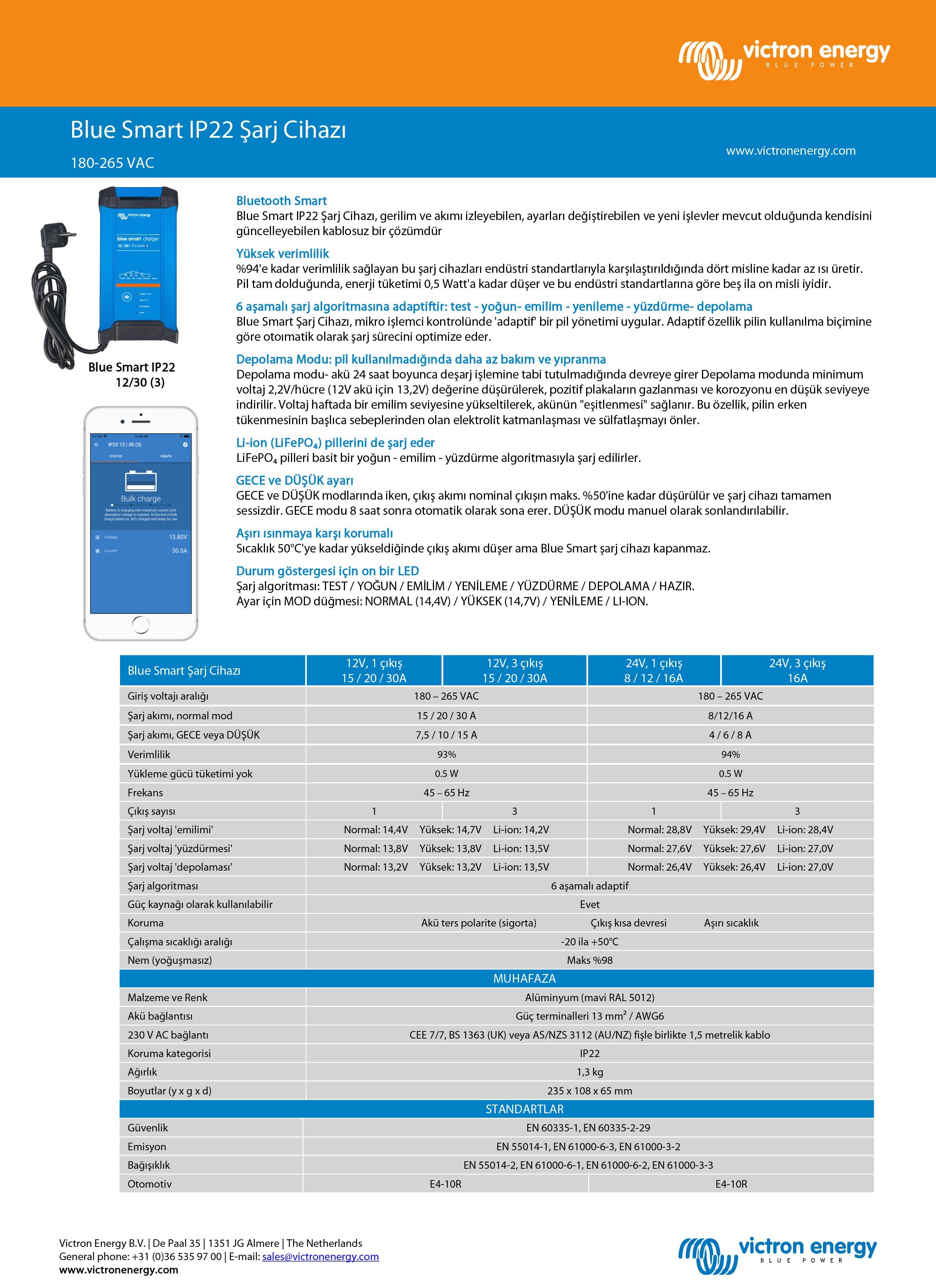 Blue Smart IP22 Charger 24/16 tek çıkışlı